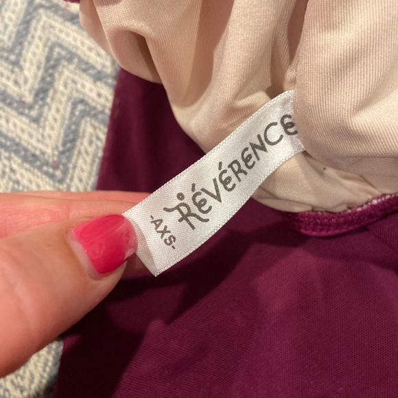 Reverence Dance Costume Style 1628 Berry Tricot & Mesh Halter High-Low Dress - Picture 6 of 9